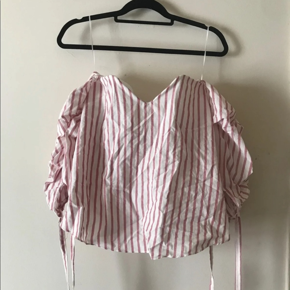 Pink & White Off Shoulder Blouse